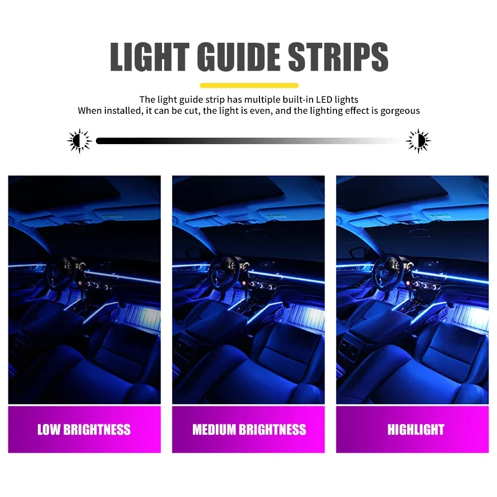 Streamer a colori Luci ambientali per auto Interfaccia USB RGB Telecomando/Controllo vocale Luce al neon per auto Kit striscia decorativa per interni
