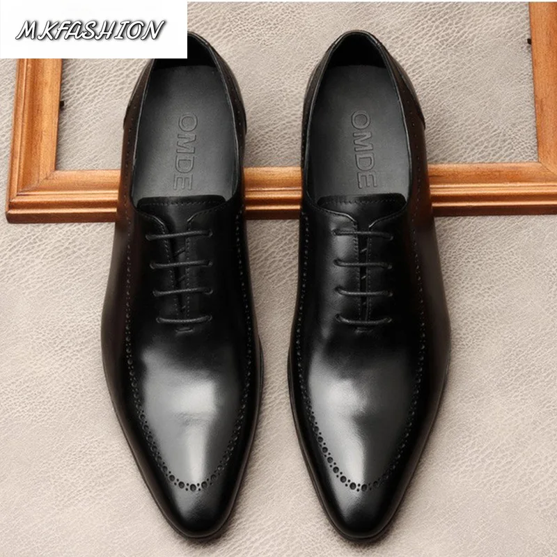 Spring New Men Formal Leather Brogue Oxford Shoes Business Office Dress Shoes