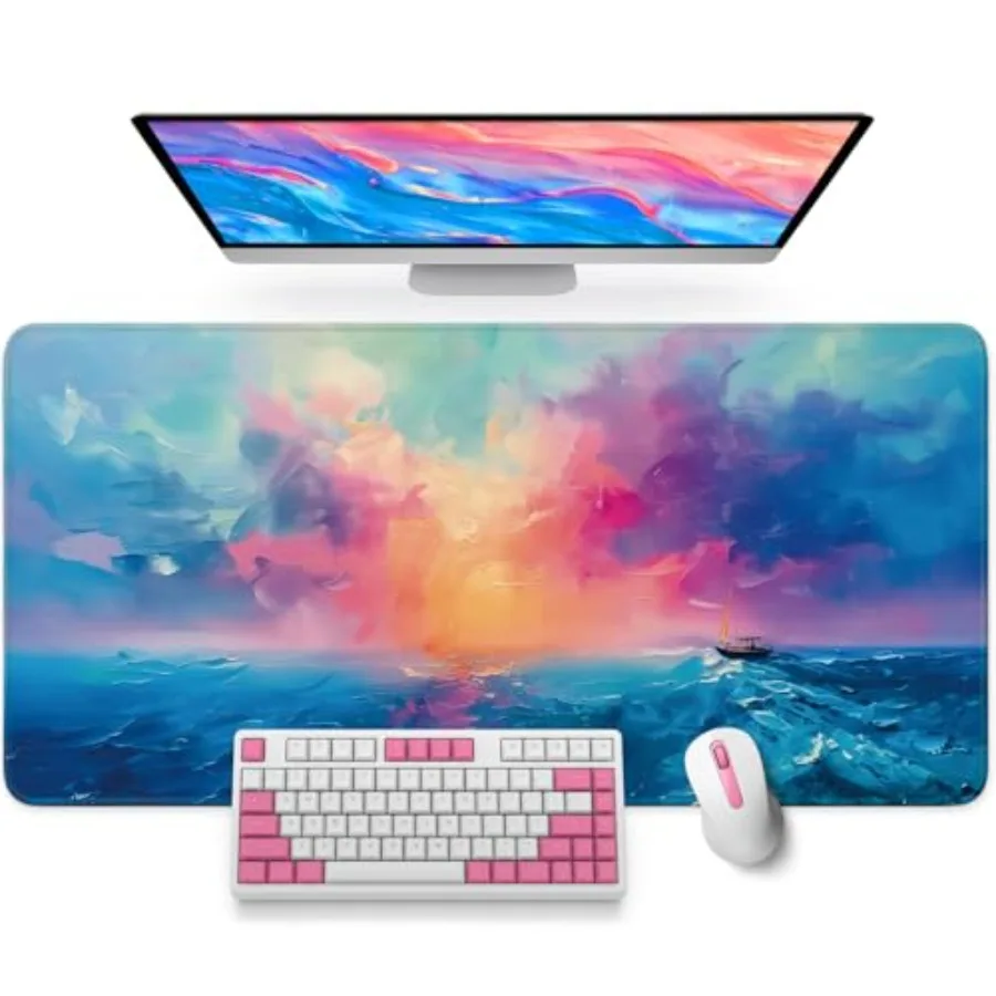 Large Mouse Pad for Desktop, Cute Desk Mat Pad Protector for Work and Gamg, Aesthetic Pretty Anti-Slip Laptop Blotter Cover for