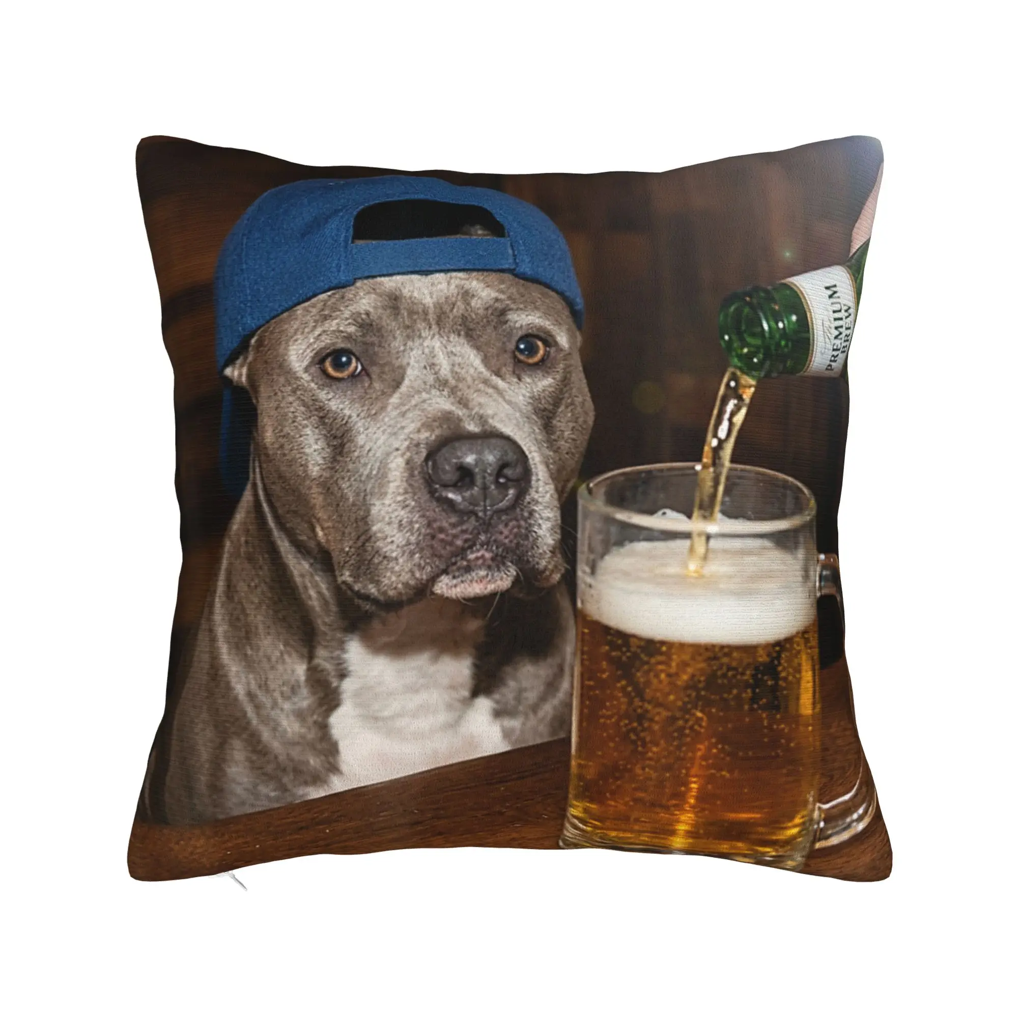 Decorative Pillow Covers Border Collie Drinking Beer Funny Dog Meme  Merchandise Chair Throw Pillow Case Cover Square Multi Size