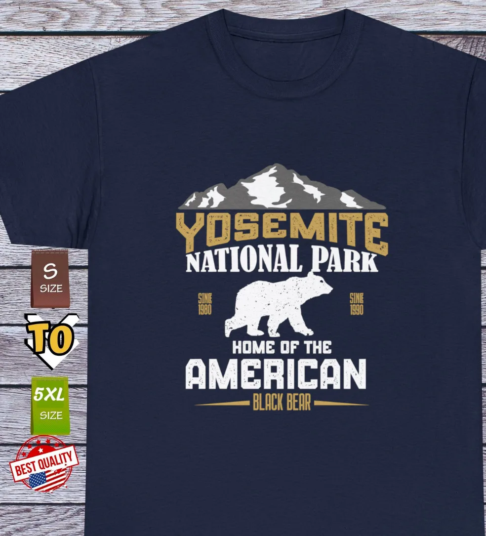 Yosemite National Park T Shirt Black Bear Established 80s Tee Vacation Clothes