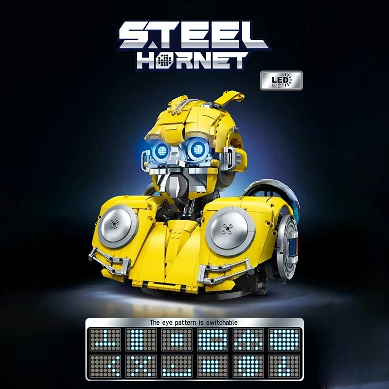 1272PCS Or 1469PCS Creative Steel Hornet Mecha Skeleton Model Building Blocks With LED Light Construction Bricks Toy Gift