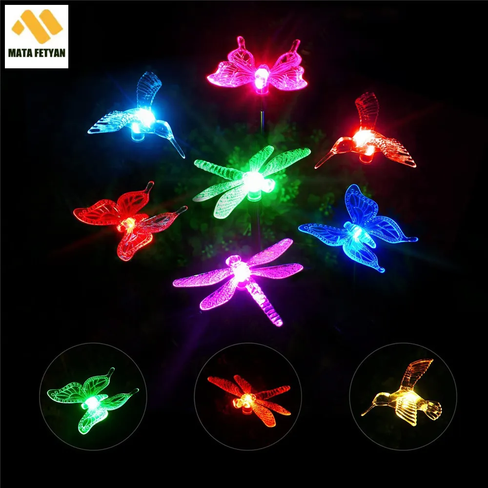 

Outdoor Solar Powered Garden Decorative Lamp Color-Changing LED Landscape Light Waterproof Bird Butterfly Dragonfly Lawn Lights