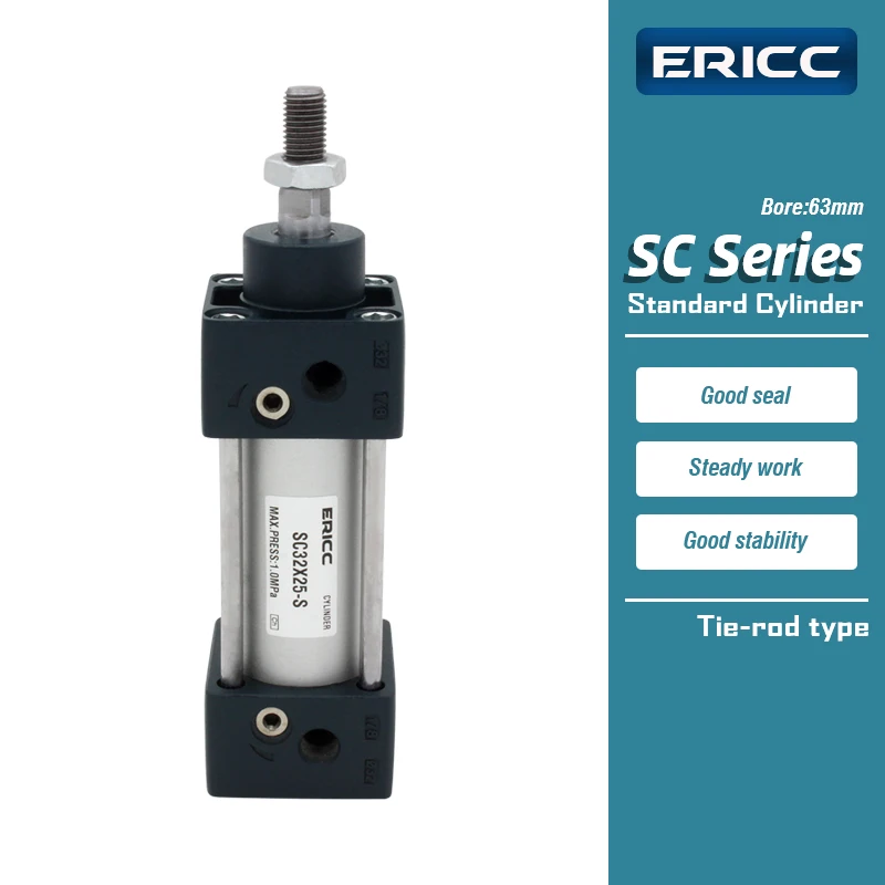 

SC Series Standard Air Cylinders SC63 Bore 63mm Double Acting stroke25-1000mm SC63X75S SC63X500 SC63X1000 SC63X700S