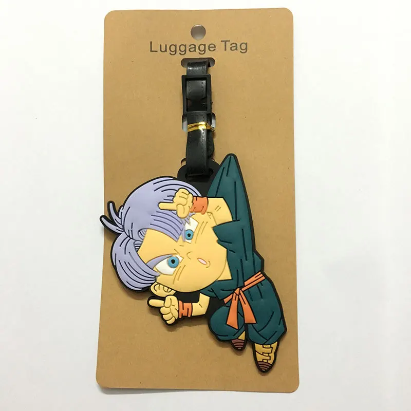 Anime Drachen ball Figur Sohn Goku Reisegepäck Cartoon Boarding Tag Anti-Lost tragbare Tasche Anhänger Dekor Kinder Geburtstags geschenk