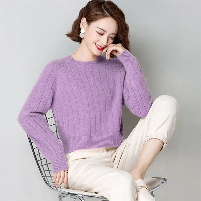 Short Fashion 2024 Cropped Knitted Sweaters for Women Winter Female Pullover Jumper Youthful Offers Long Sleeve Light Attractive