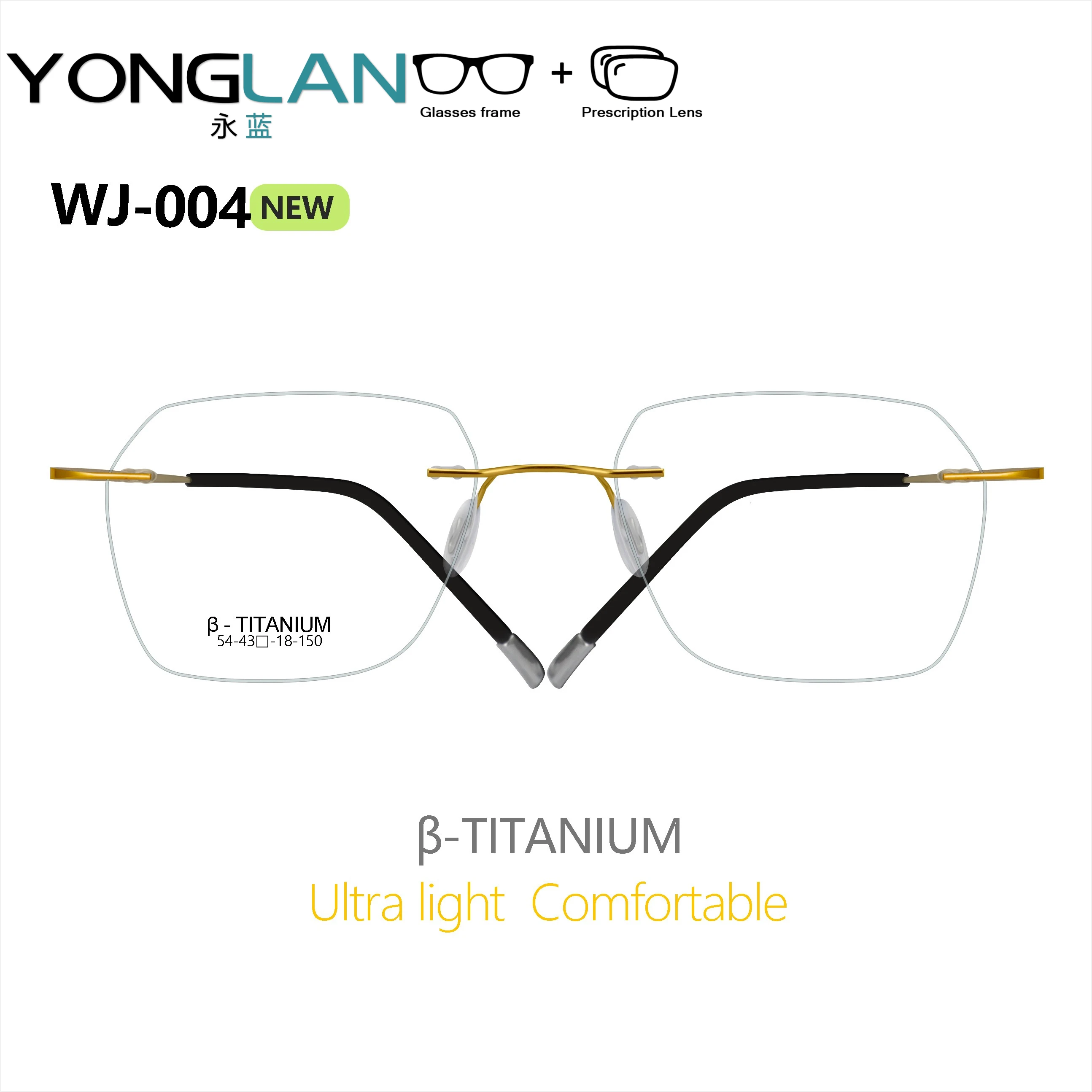 

YONGLAN Prescription Glasses Titanium Rimless Eyeglasses Men Myopia Hyperopia Reading Eyewear Customized Progressive 004