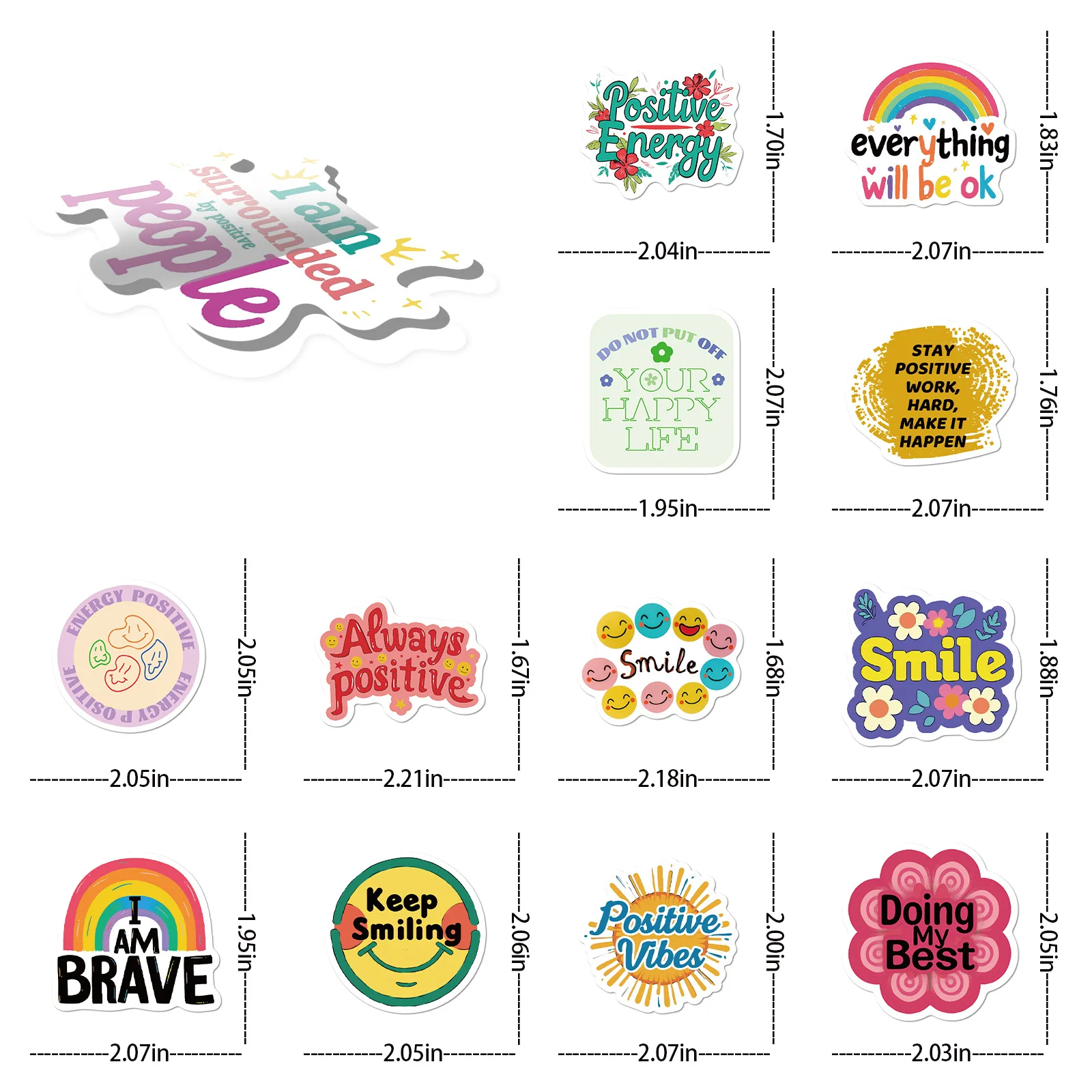 10/30/50 PCS Positive Confirmation Stickers Exquisite Hand Account Materials Phone Case Laptop Luggage Waterproof Stickers