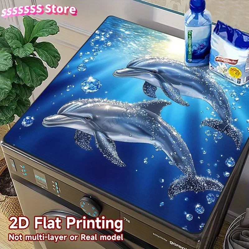 Tapete para secar louça, capa protetora para máquina de lavar e tapete para máquina de café Dolphin Diamond Rain para decoração de casa, cozinha e lavanderia.