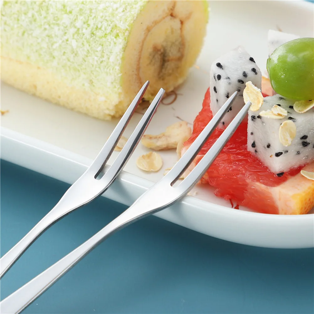 5 Pcs Serving Utensils Stainless Steel Fruit Fork Forks Silverware Dessert Cake Food Child