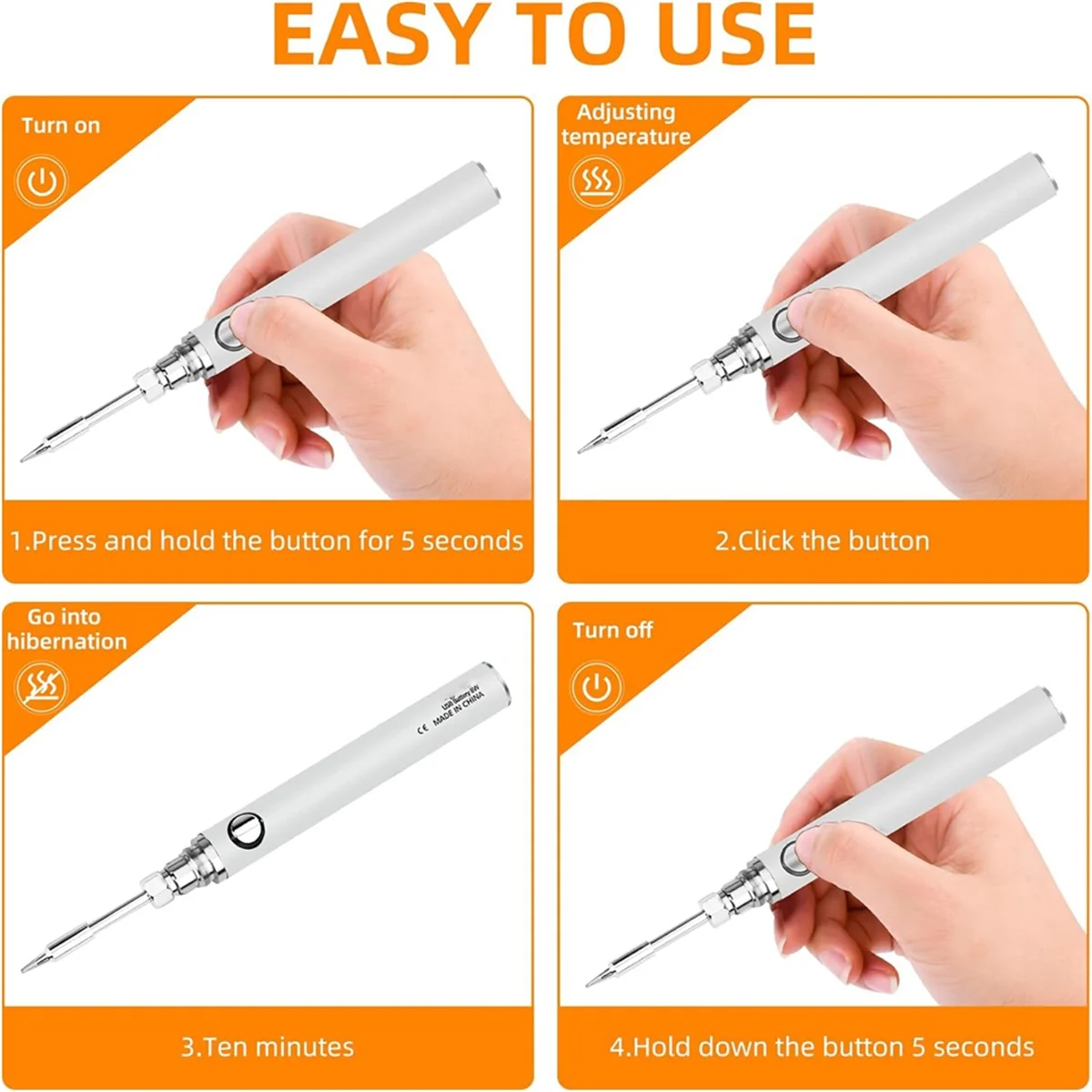 

PA-Cordless Soldering Iron Kit Cordless Soldering Iron Built-in 1100mAh Battery, 3 Temperature Adjustment Settings