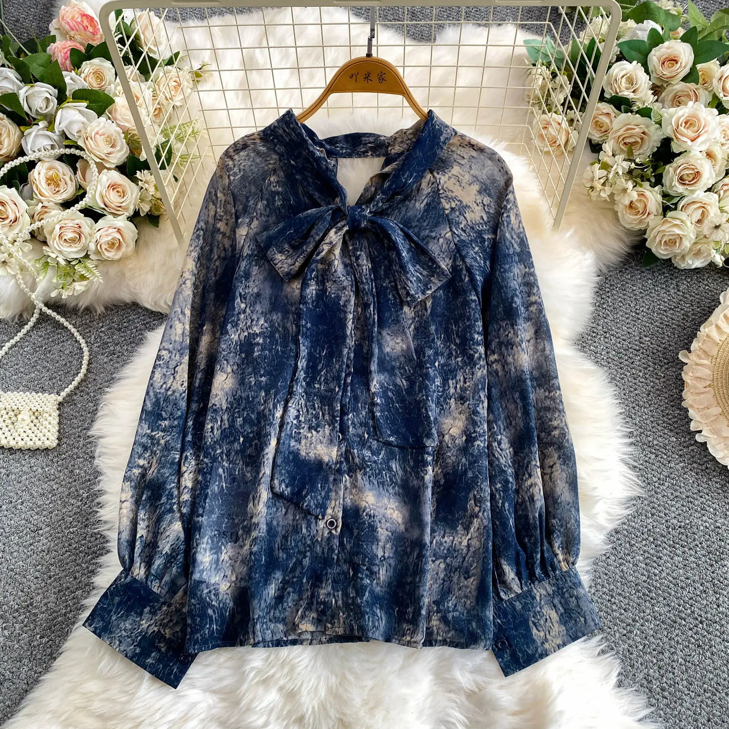 

Women’s Shirt Leopard Printed Button-Down Elegant V-Neck Blouse Bow Tie Loose FitCasual Lazy Style Summer Top Female Blusa BL441