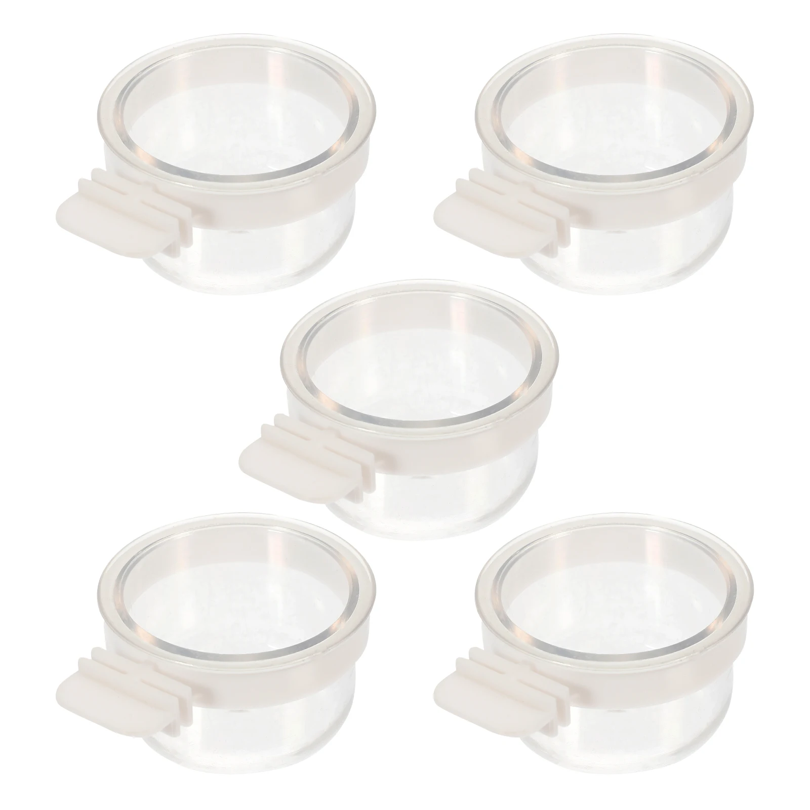 

5Pcs Bird Food Box Hanging Parrot Feeder Acrylic Transparent Water Bowl Safe Material Small Birds Cage Accessories Sturdy