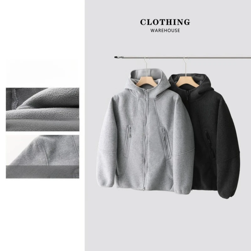 معطف شتوي سميك مزدوج الجوانب من الصوف ثلاثي الأبعاد - دافئ خارجي للجنسين للأزواج للتخييم والمشي لمسافات طويلة والتنقل اليومي