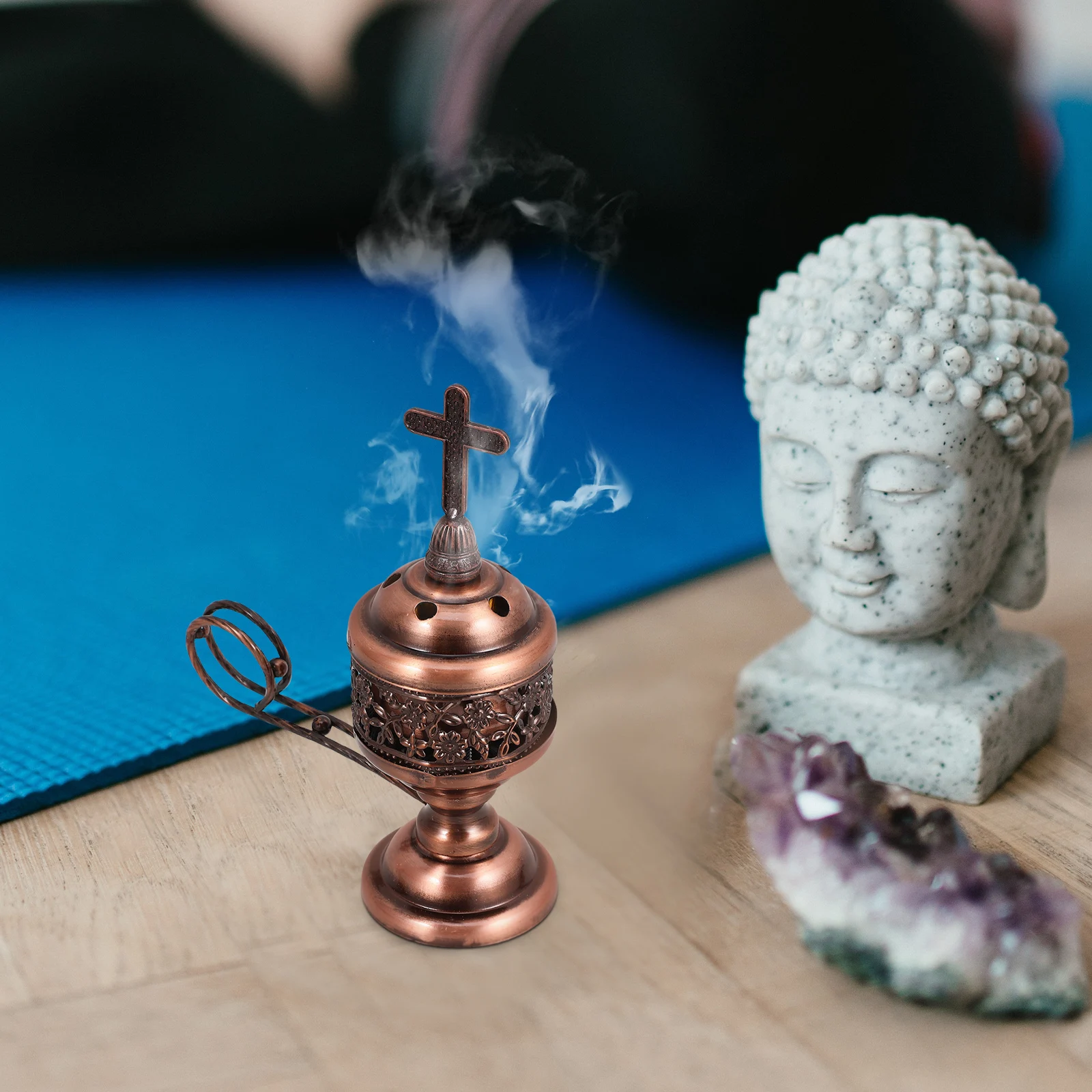 

Iron Charcoal Burner Aromatherapy Holder Decorative Incense Burners Metal Censer for Home Bedroom Yoga Spa Reading
