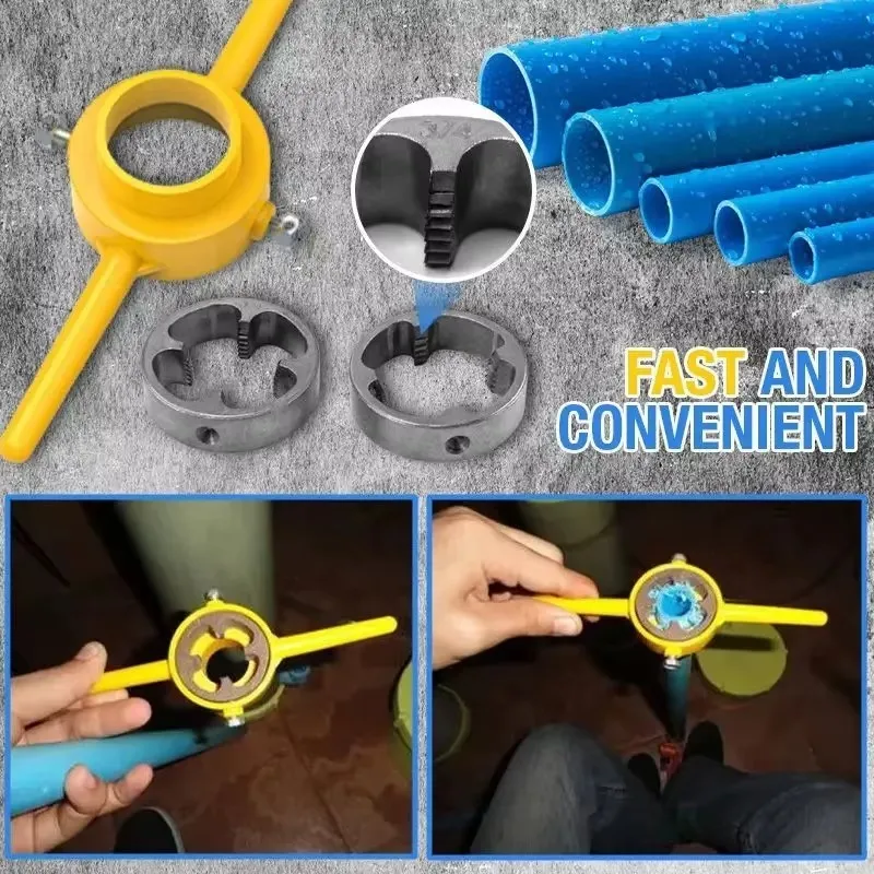 6 pz Manuale Tubo Dell'acqua Die Set Strumento NPT Filettatura PVC Filo Idraulico Strumento Mano 1/2 "3/4" 1in per Tubo Dell'acqua Die Rubinetto Chiave Set