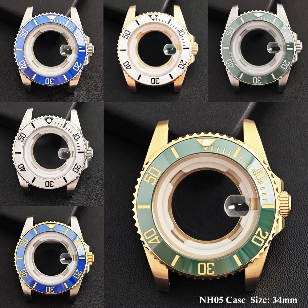 34mm Case Ladie's NH05 Case Water Ghost Stainless Steel Case Suitable for 24.5mm Dial Ladie's Watch Accessories Sapphire