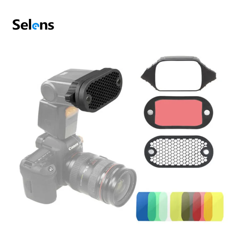 Selens 7Pcs Photo Studio Kits Flash Speedlight Honeycomb Grid Diffuser Reflector With Magnetic Gel Band photography Accessories