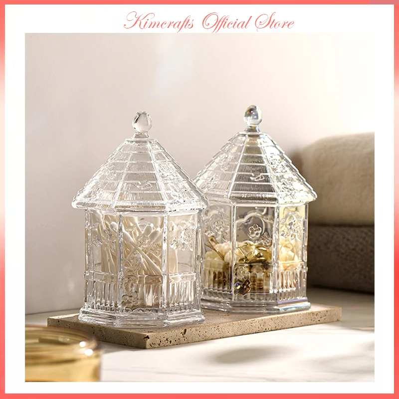 

Bathroom Organizer Glass Cotton Swab Holder Cotton Pads Organizer Makeup Storage Lipstick Organizer Jewelry Box Toothpick Holder