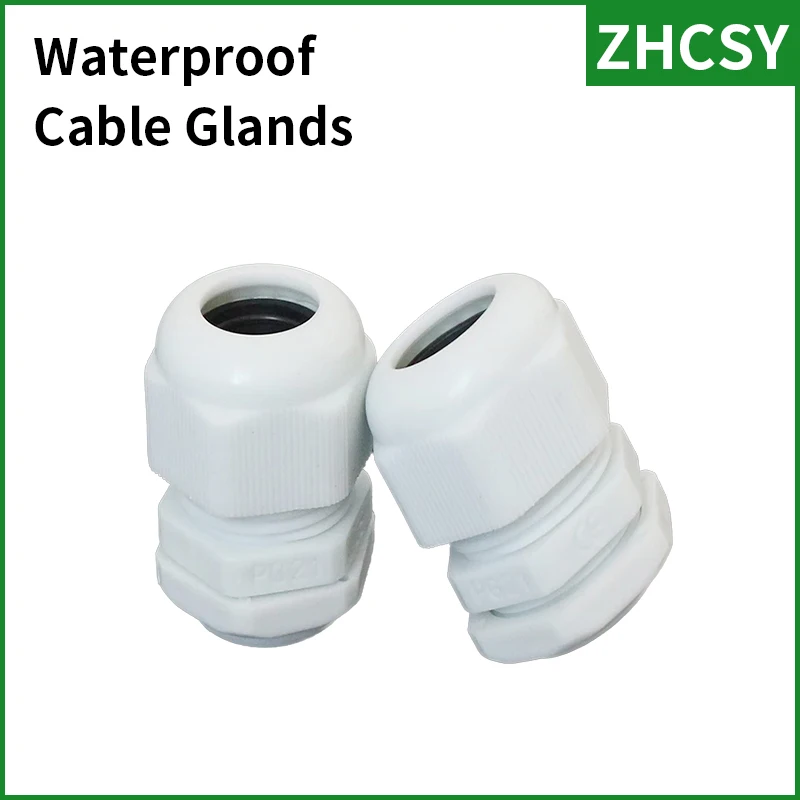 5PCS Waterproof Cable Gland  Entry IP68 PG7 For 3-6.5mm PG9/11/13.5/16/21/29/36/42/48/63 White Black Nylon Plastic Connector