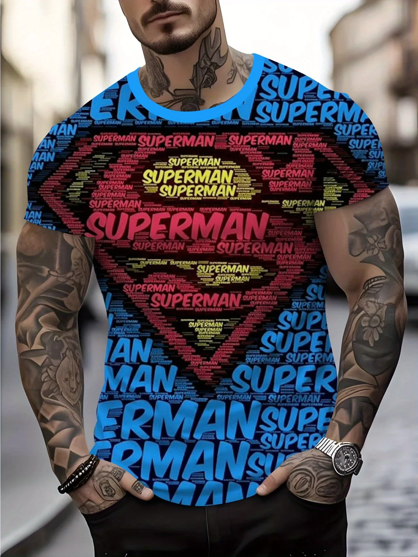 

Мужская уличная футболка с графическим принтом Супермена, повседневная летняя футболка с короткими рукавами, футболка с супергероями Marvel