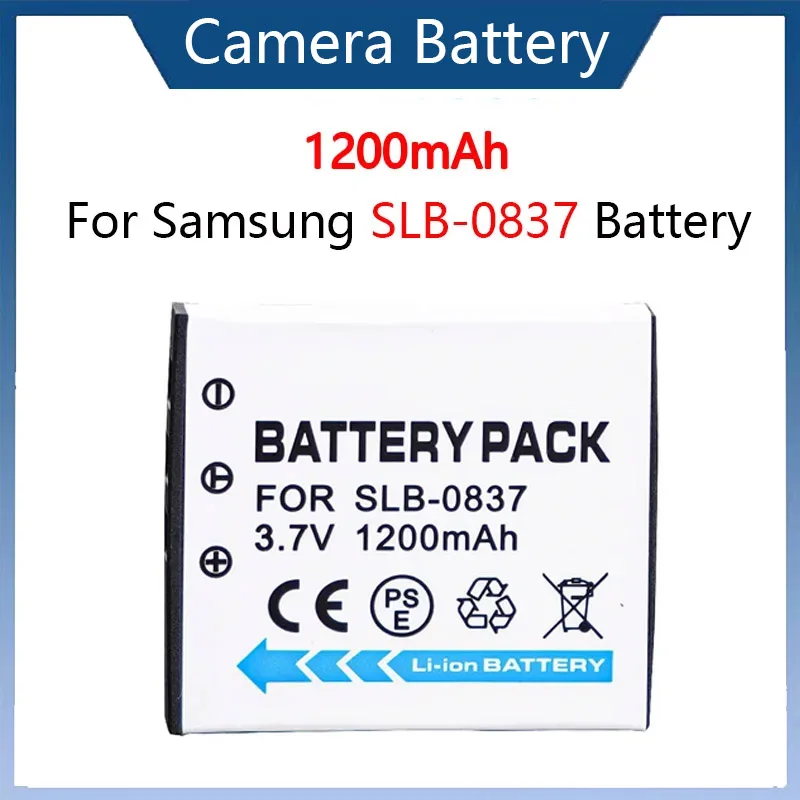 

High Quality 3.7V 1200mAH SLB-0837 Battery Suitable for Samsung Camera I5 I6 L73 L50 L60 NV3 NV5 NV7 Camera Battery