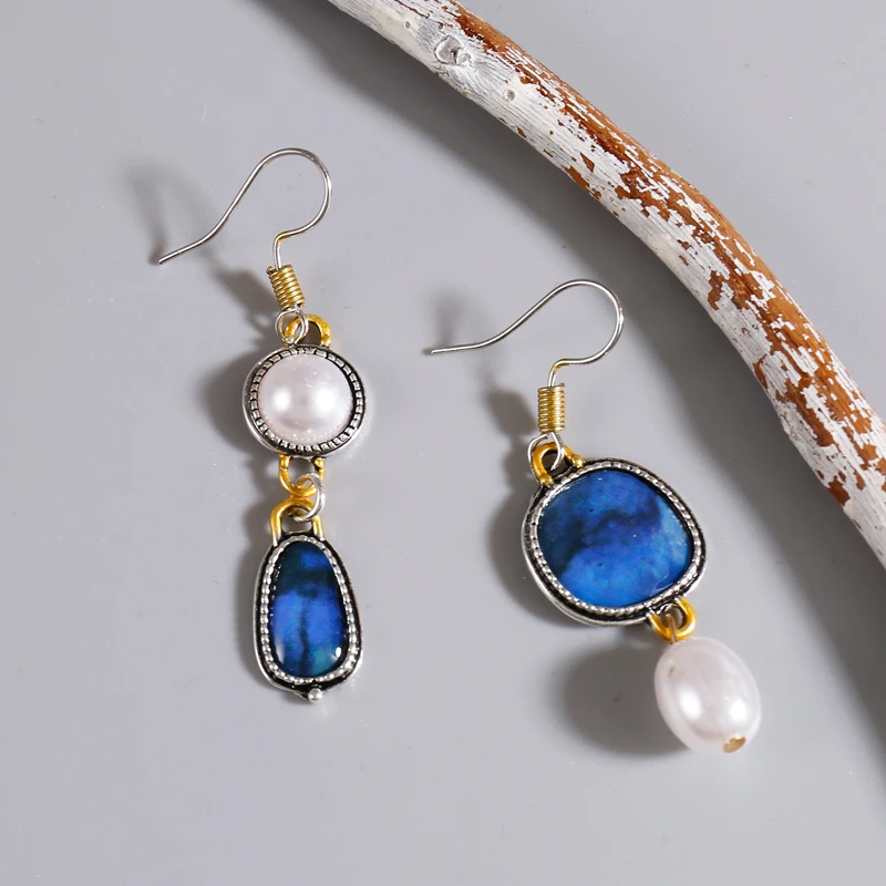 Vintage Blue Dangle Earrings For Women Fashion Jewelry New