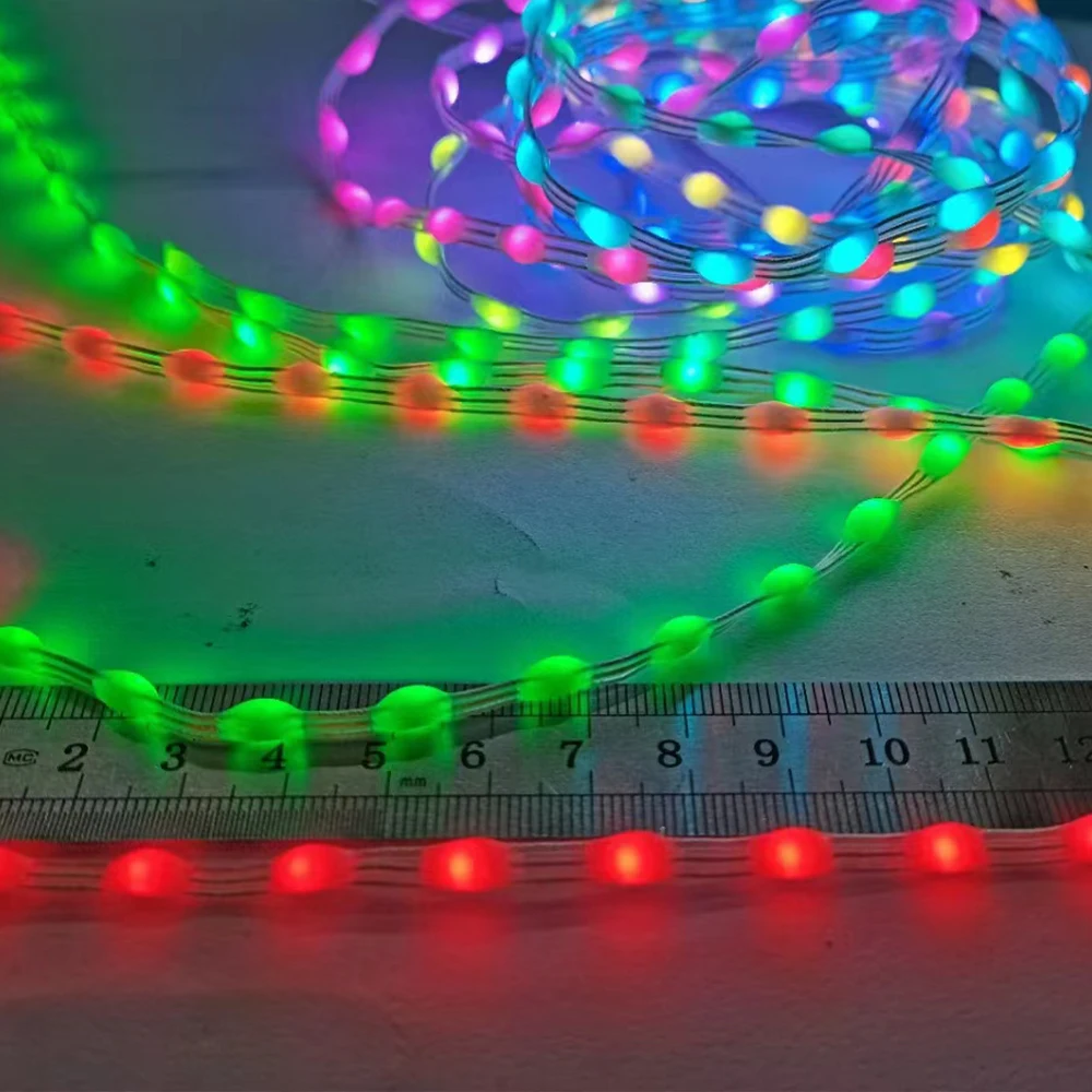 DC12V 8000LEDs SK6812/WS2811 2cm 3cm 5cm spacing Smart Fairy String Lights RGBIC addressable full color Black transparent wire