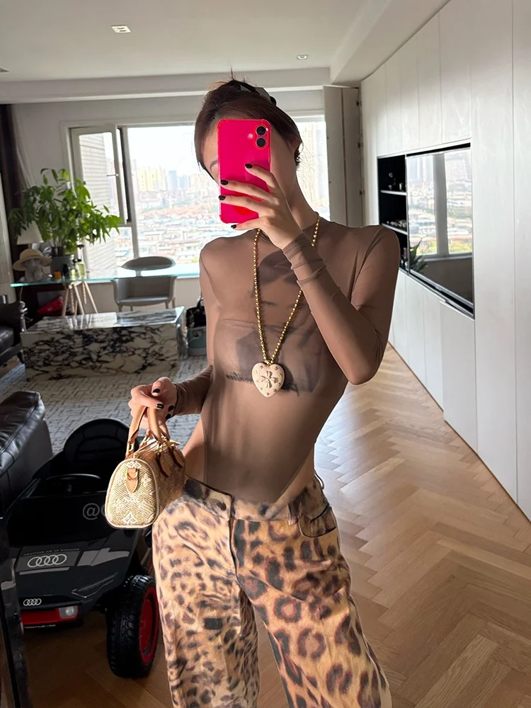 Retro American Hot Girl Print Long Sve Round Ne Me T-Shirt Onesie Damen Frühling Herbst Inner Wear Base IRT Top