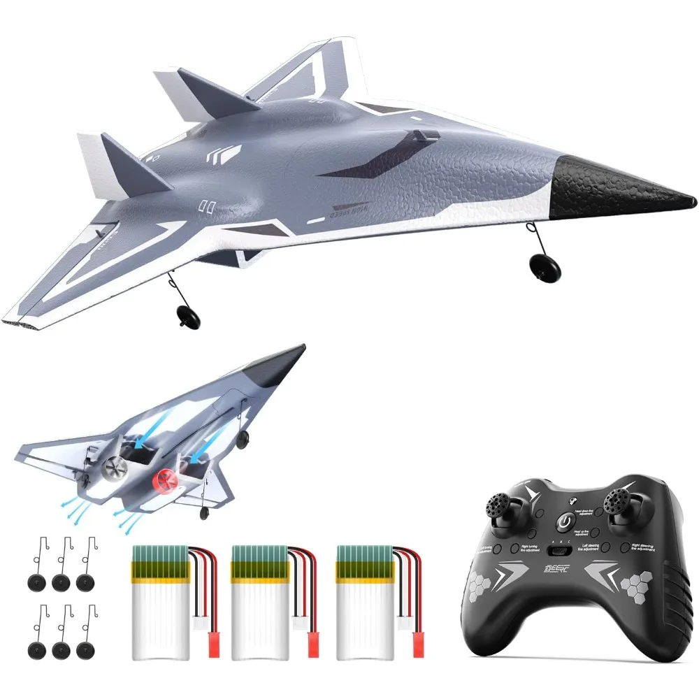 DEERC 4-Kanal-Kunstflug-RC-Jet mit zwei Lüftern, gebürsteten Motoren und mehreren Flugmodi