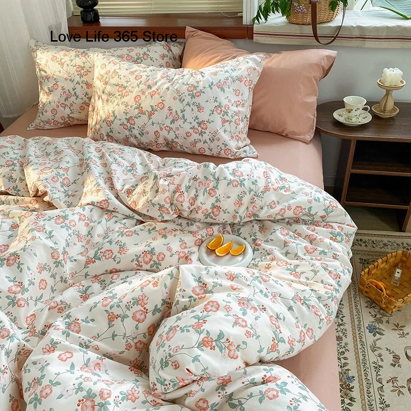 

Romantic Floral Bedding Set Twin Full Queen King Size Bed Linen Girls Adults Bed Flat Sheet Pillowcase Comforter Duvet Cover