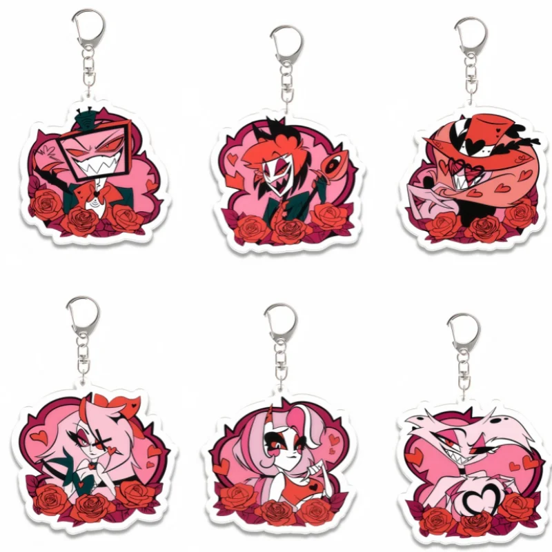 

Keychain for Hell Inn Series Angel Dust Vox Alastor Anime Game Fans Gifts Recycled Acrylic Backpack Pendant Decoration Rare Toys