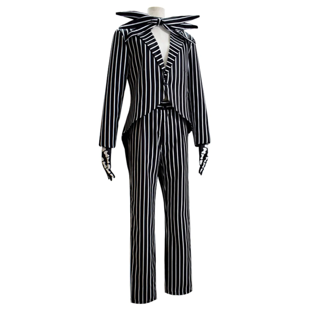 Jack Cosplay disfraz de fantasía para hombre, traje de Cosplay de Navidad, disfraz de fantasía para hombre adulto, abrigo, pantalones, corbata, traje de fiesta de Carnaval de Halloween