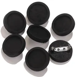 10pcs/lot Blank Wood Black Cabochon Brooch Base Settings 20 25 30 40mm Round Bezel Tray Diy Brooches Pin for Jewelry Making