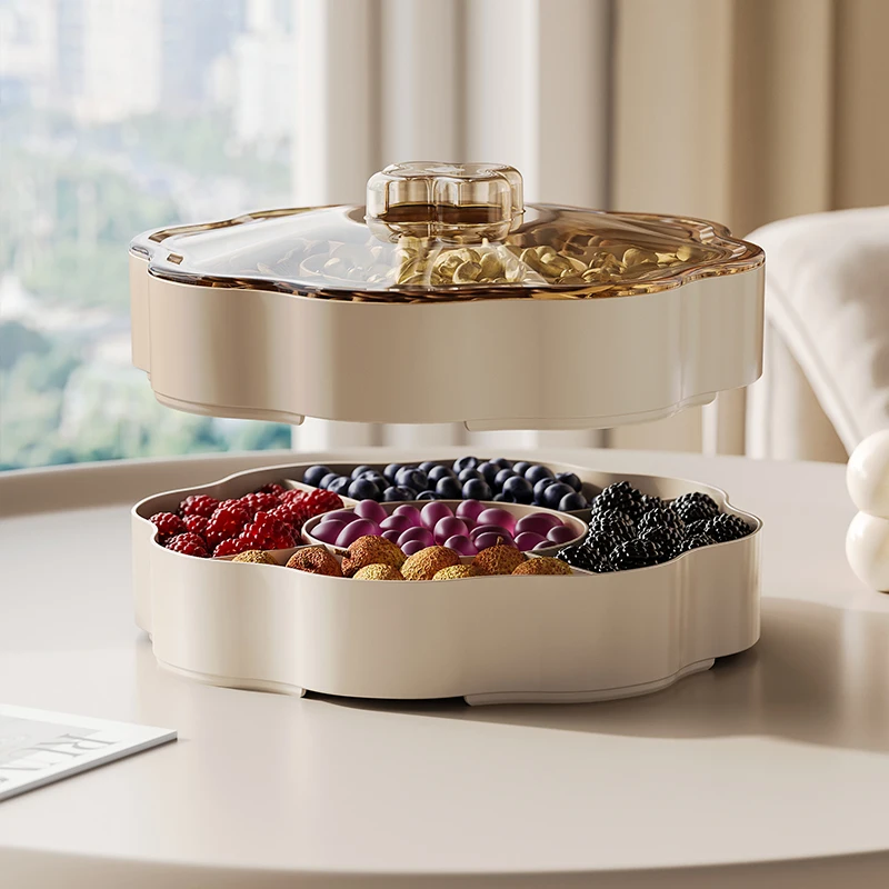 Dried Fruit Tray Divided Into Compartments, Living Room, Household Fruit Tray,Light Luxury Nut Snack Storage Box, Large Capacity