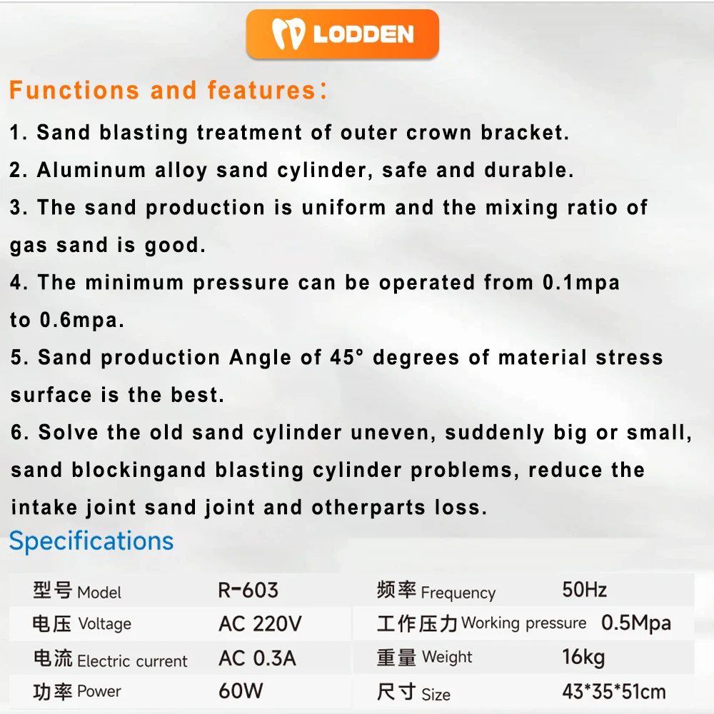 60w Dental Alumina Sandblaster Machine Single/Double Pen 0.5Mpa Pressure Dental lab Alumina Sandblasting Equipment