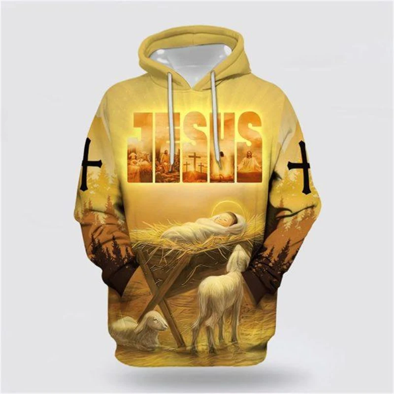 3D All Print Jesus Cross Hoodies Men Women New Crucifix Graphic Hooded Sweatshirts Kid Fashion Cool Pullover Harajuku Y2k Hoodie