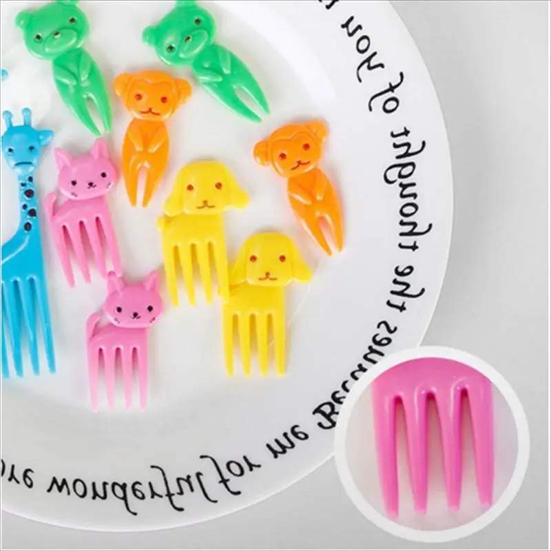 Fruit Forks Cute Animal Food Stick Fork Toothpick Mini Cartoon Kids Cake Snack Dessert Bento Lunch Tool For Kitchen Accessories