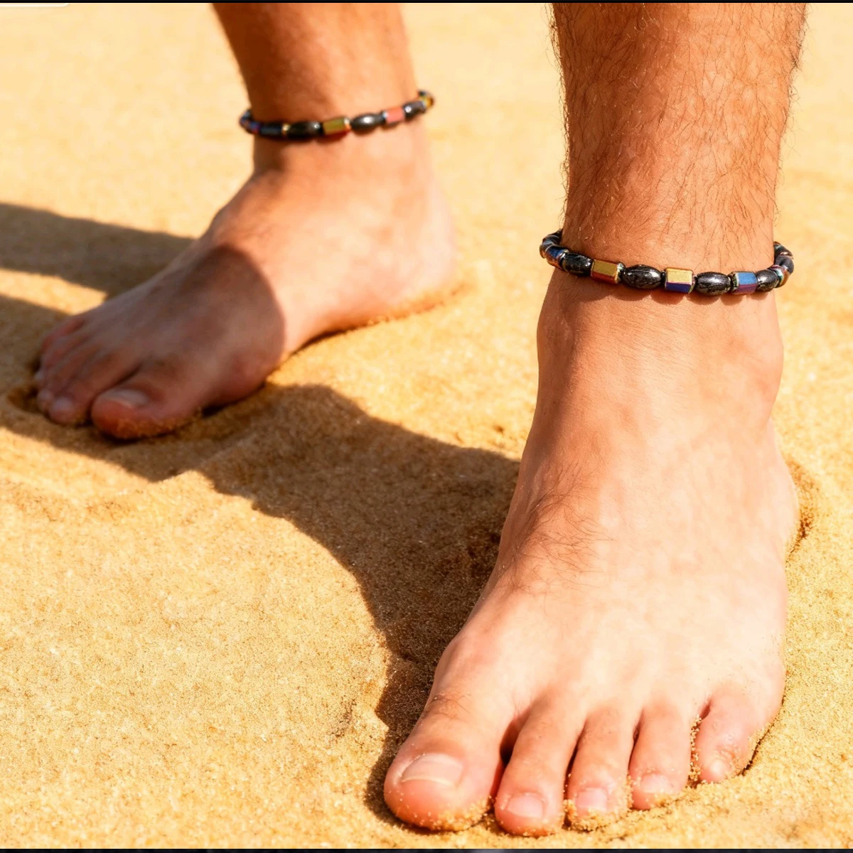 

Натуральный красочный черный агатовый браслет с узлом, энергосберегающий и исцеляющий ножной браслет, мужской ножной браслет, модный подарок для йоги, медитации с бисером