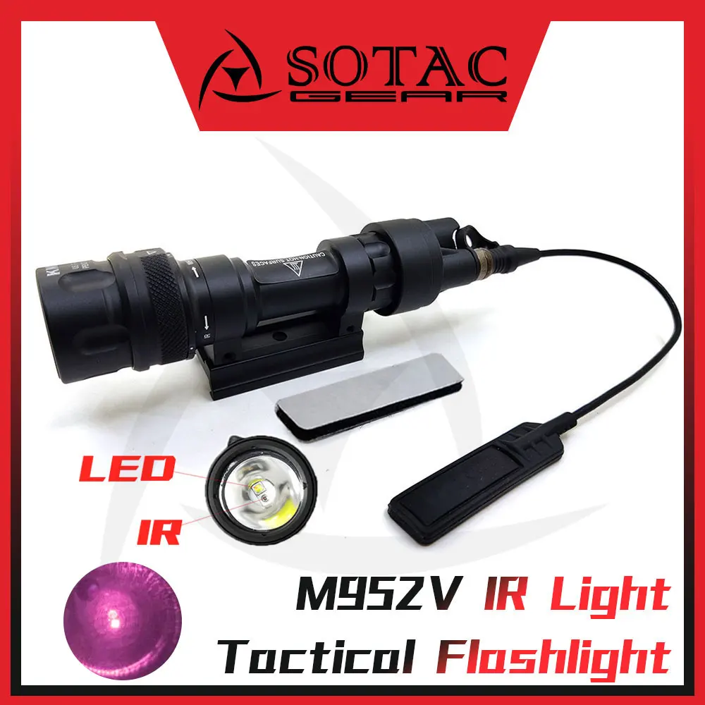 SOTAC-GEAR Tactical M952V IR/LED Flashlight Dual Output Weaponlight Hunting Scout Light With QD Mount Fit 20mm Picatinny Rail