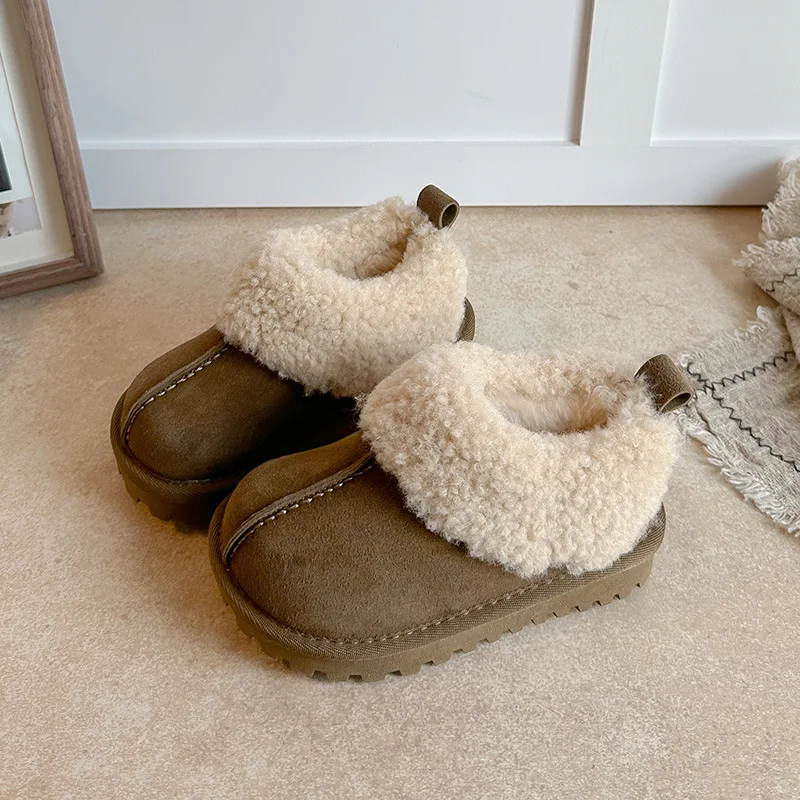 2026 Winter Solid Children Fashion Boots Plush Warm Boys Girls Ankle Shoes Thicken Anti Slip Soft Kids Snow Boots