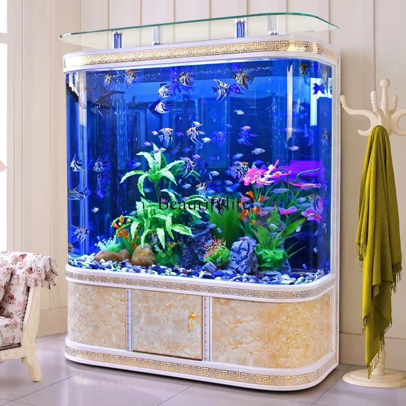 

yj9 Living Room Fish Tank Aquarium Ecological Glass Semicircle Fish Globe Landscape Floor