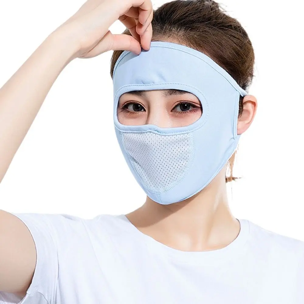 

For Men Ice Silk Sunscreen Veil Solid Color Mesh Womne Face Mask Driving Face Cover Summer Sunscreen Mask Face Gini Mask