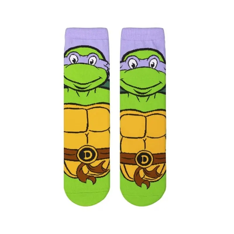 Calcetines largos de algodón puro con figuras de dibujos animados de Tortugas Ninja Mutantes adolescentes, Anime, tendencia de moda para hombres