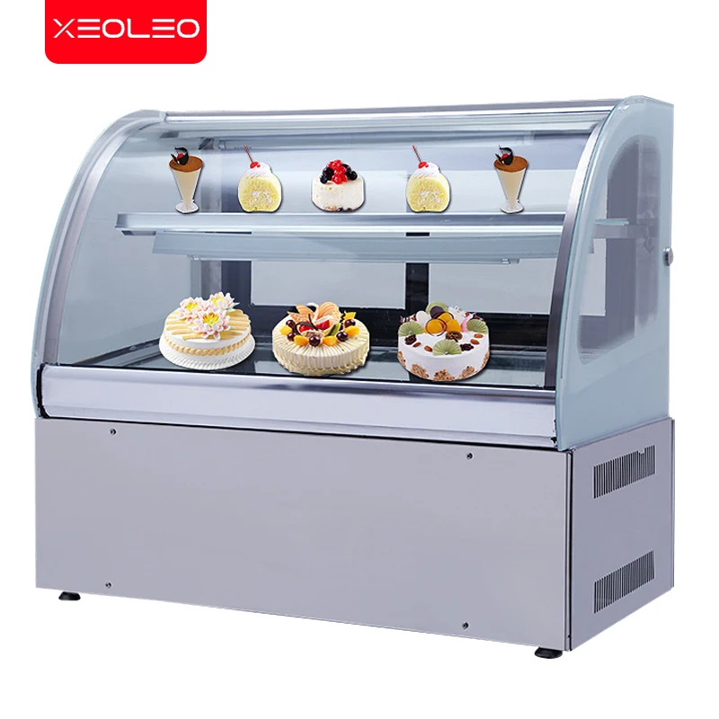 XEOLEO Commercial Cake Cabinet Stainless Steel Fresh-Keeping Cabinet Intelligent Cake Refrigeration Cabinet Cake/Sushi/Fruit 2-8