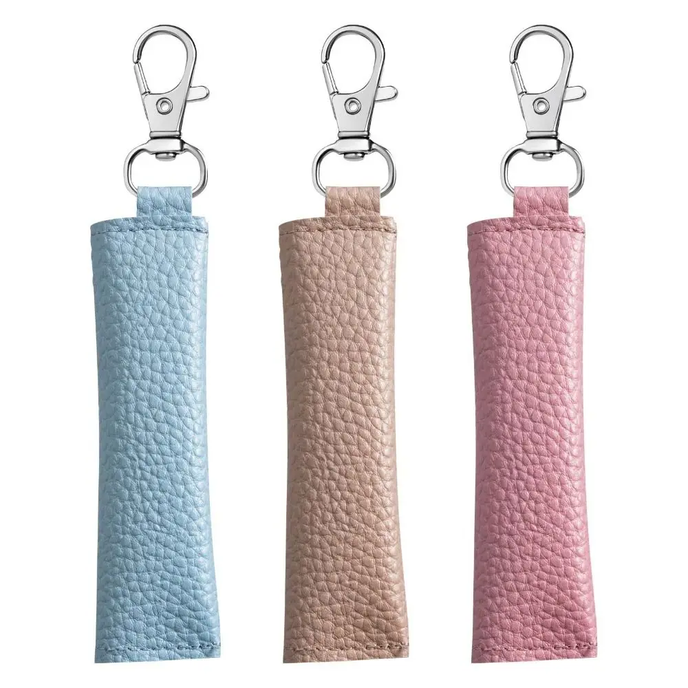 Portable Lychee Pattern Coin Purse Buckle with Keychain Headphone Storage Bag Multi-function Solid Color Coin Bag Daily