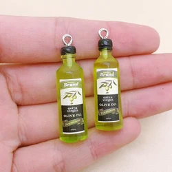 10pcs Cute Cook Olive Oil Resin Earring Charms Funny Bake Seasoning Bottle Pendant For Keychain Souvenir Jewelry Making W169