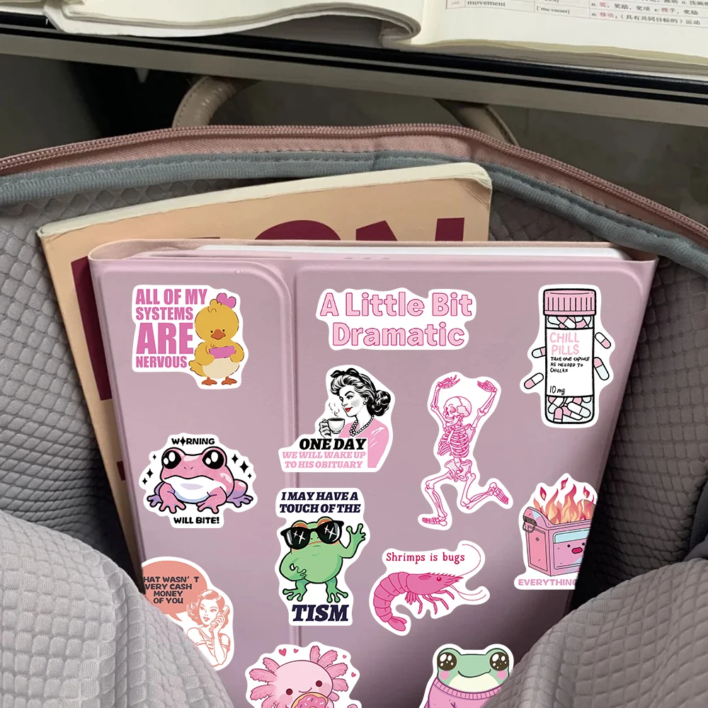 50 Stück Cartoon Rosa Lustige Aufkleber für Laptop, Scrapbook, Skateboard, Helm, Koffer, DIY Ästhetische Wasserfeste Sticker – Detail 9