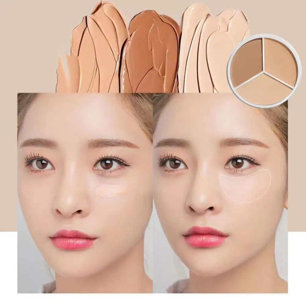 Waterproof Concealer Covers Acne Marks Dark Circles Long-lasting foundation cream 3-Color Concealer Palette Cream Cosmetics