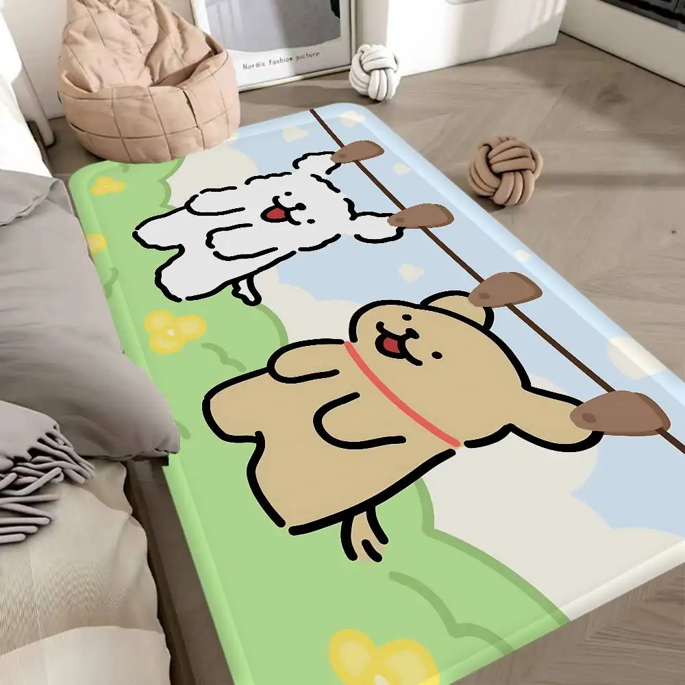 Dog Breed Maltese Line Dog Bathroom Mat Anti-slip Absorb Water Long Strip Cushion Bedroon Mat Welcome Doormat